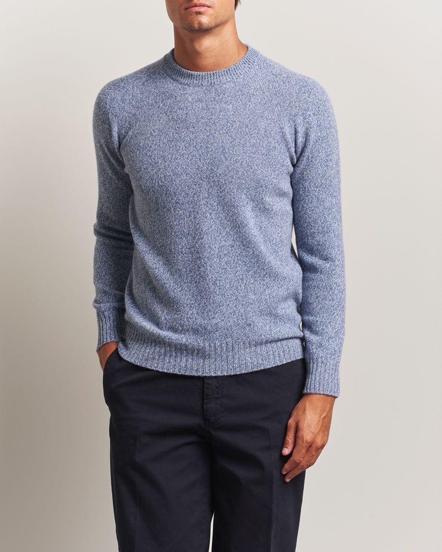 Herre | Trøjer | Altea | Wool/Cashmere Crew Neck Sweater Light Blue Melange