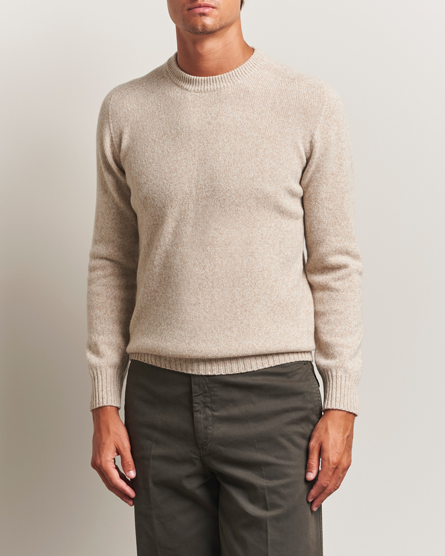 Herre | Trøjer | Altea | Wool/Cashmere Crew Neck Sweater Beige Melange