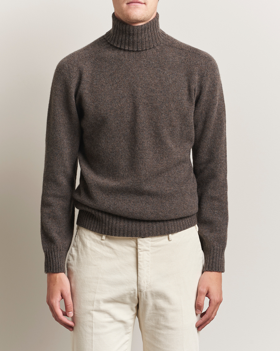 Herre | Trøjer | Altea | Wool/Cashmere Rollneck Dark Brown Melange