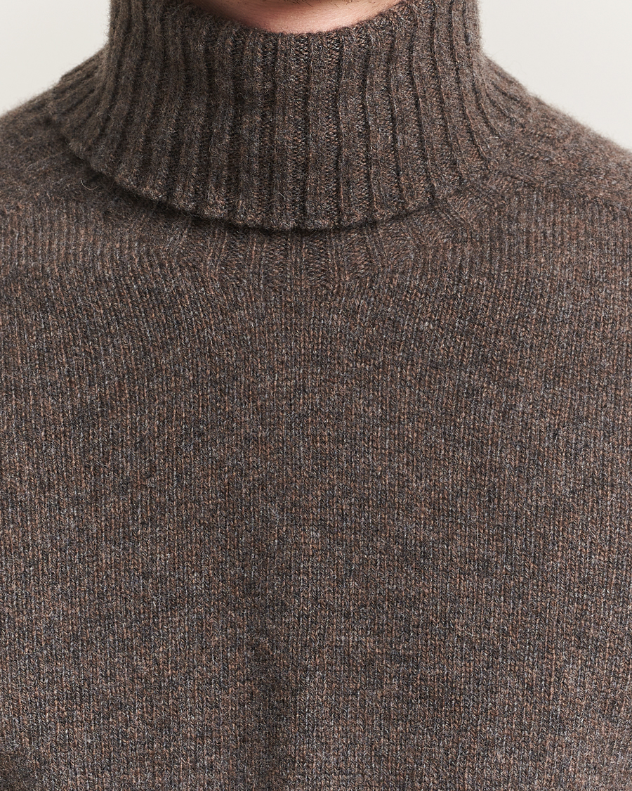 Herre | Trøjer | Altea | Wool/Cashmere Rollneck Dark Brown Melange