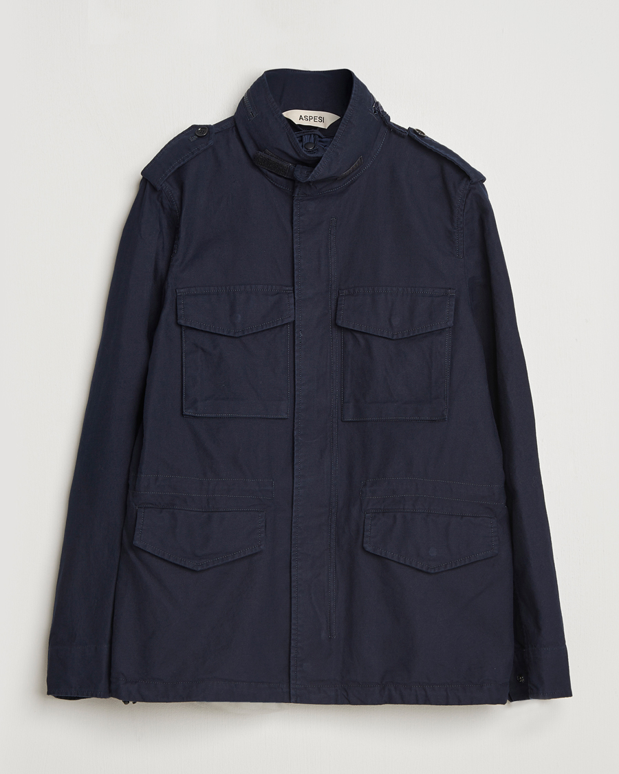 Herre | Jakker | Aspesi | Lined Cotton Field Jacket Navy