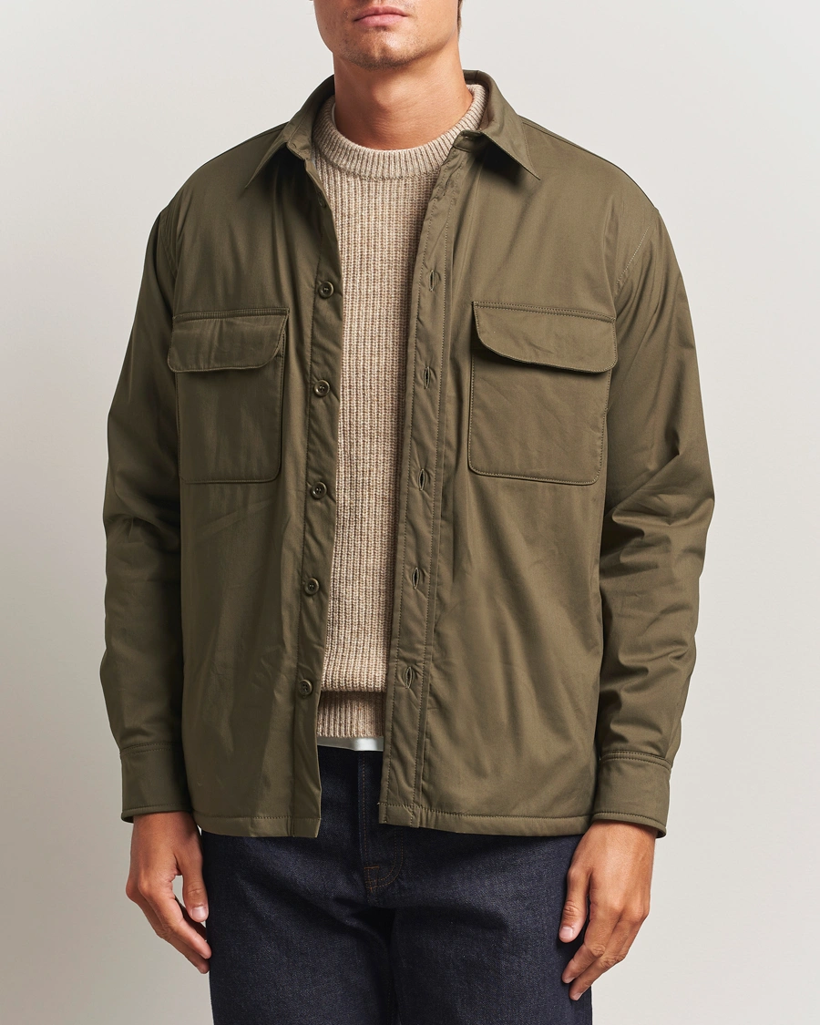 Herre | Jakker | Aspesi | Lined Nylon Shirt Jacket Olive