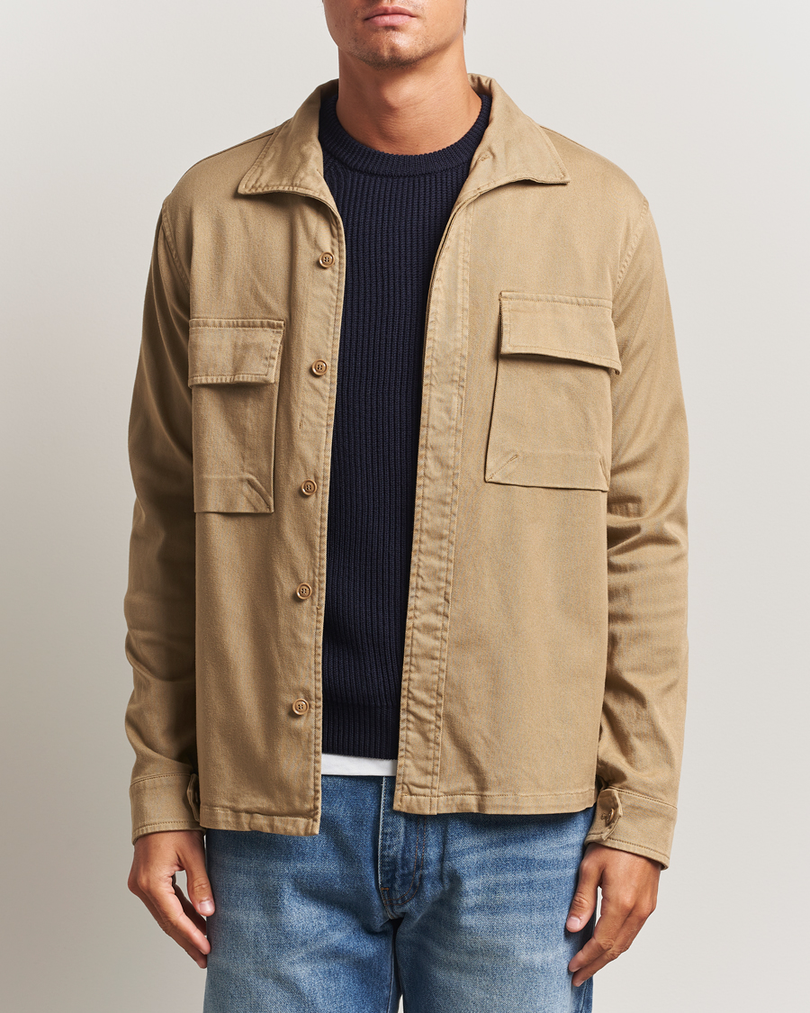 Herre | Skjorter | Aspesi | Twill Cotton Overshirt Beige