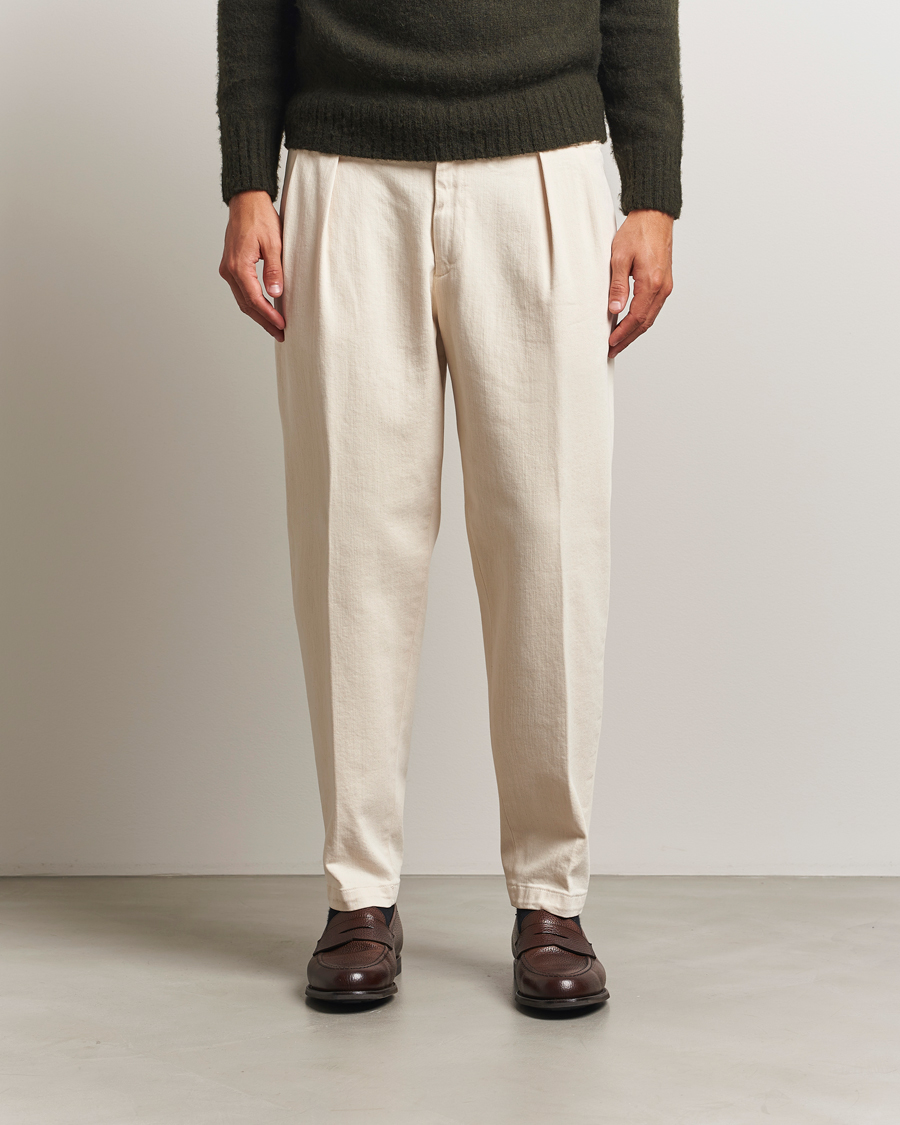 Herre | Bukser | Briglia 1949 | Portobello Loose Fit Cotton Trousers Ecru