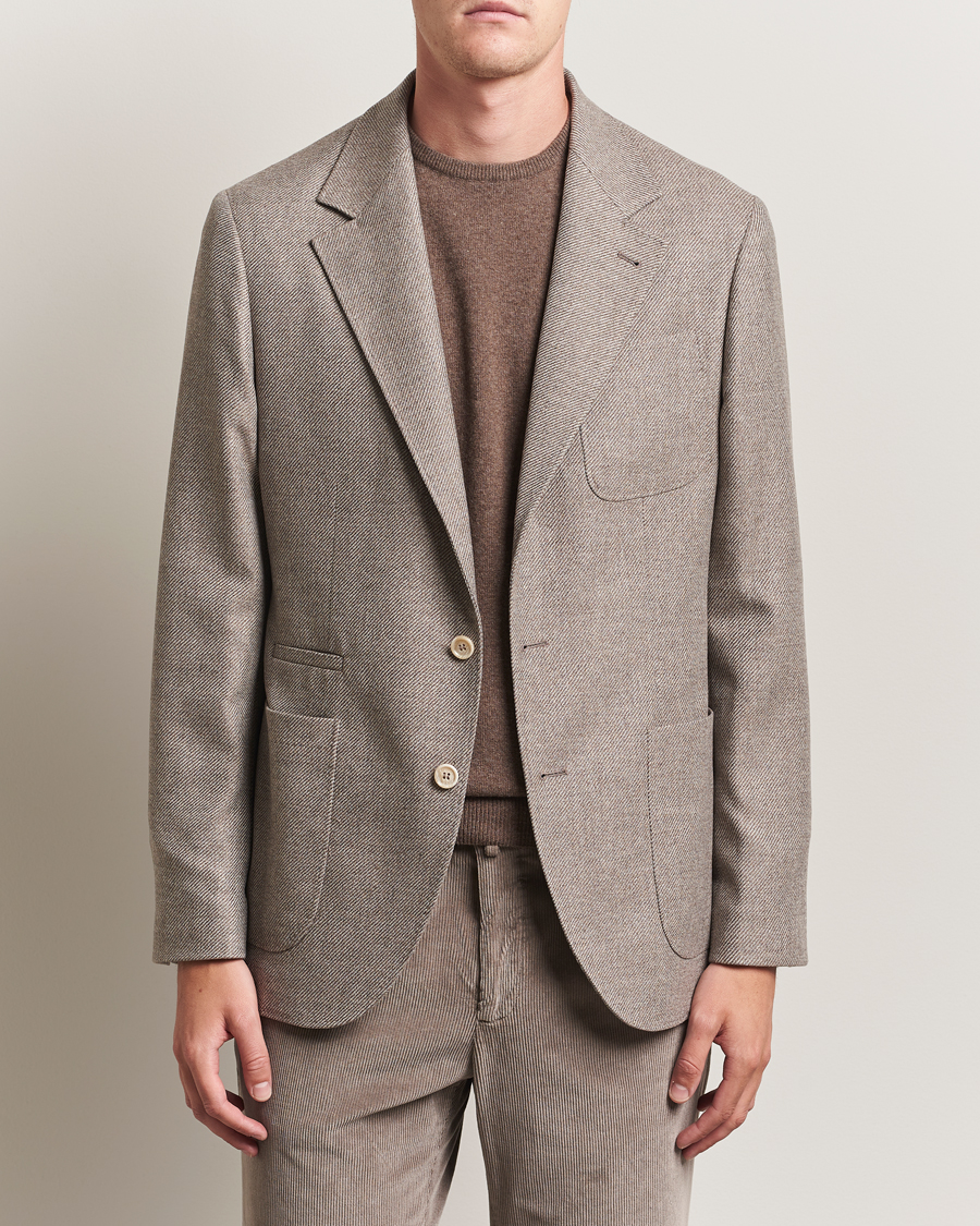Herre | Blazere & jakker | Brunello Cucinelli | Single Breasted Wool/Cashmere Twill Blazer Beige