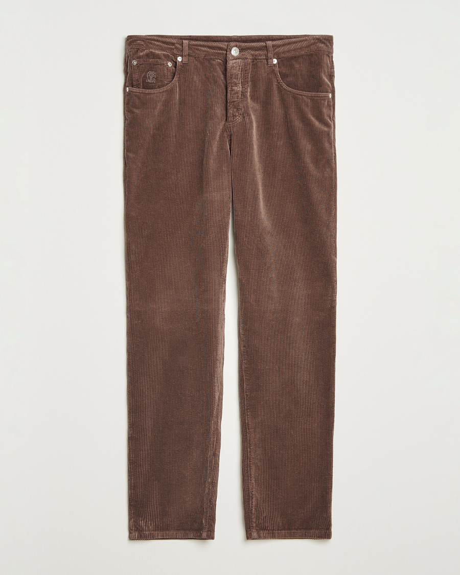 Herre | Bukser | Brunello Cucinelli | Leisure Fit Corduroy 5-Pocket Pants Taupe