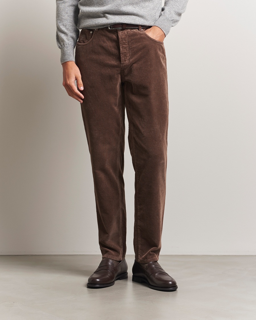 Herre | Bukser | Brunello Cucinelli | Leisure Fit Corduroy 5-Pocket Pants Taupe