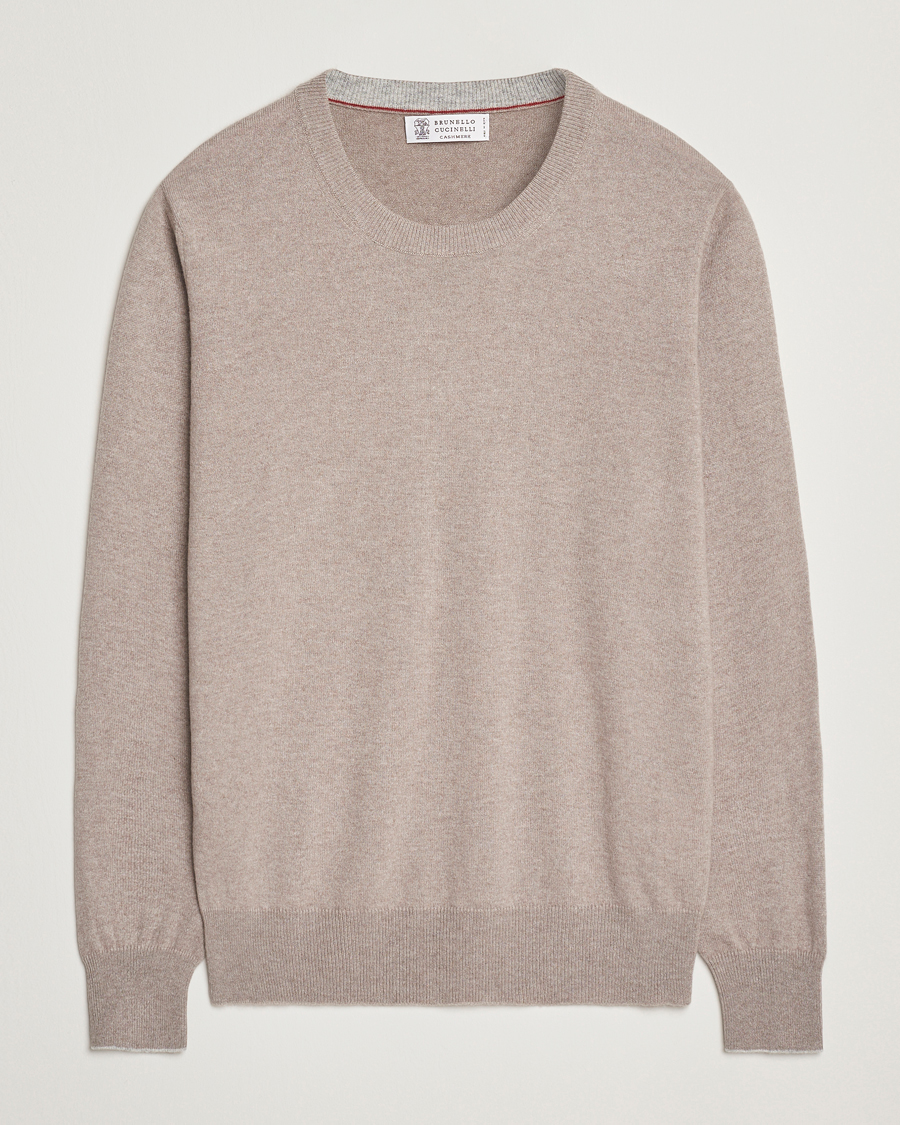 Herre | Trøjer | Brunello Cucinelli | 2 Ply Cashmere Pullover Beige