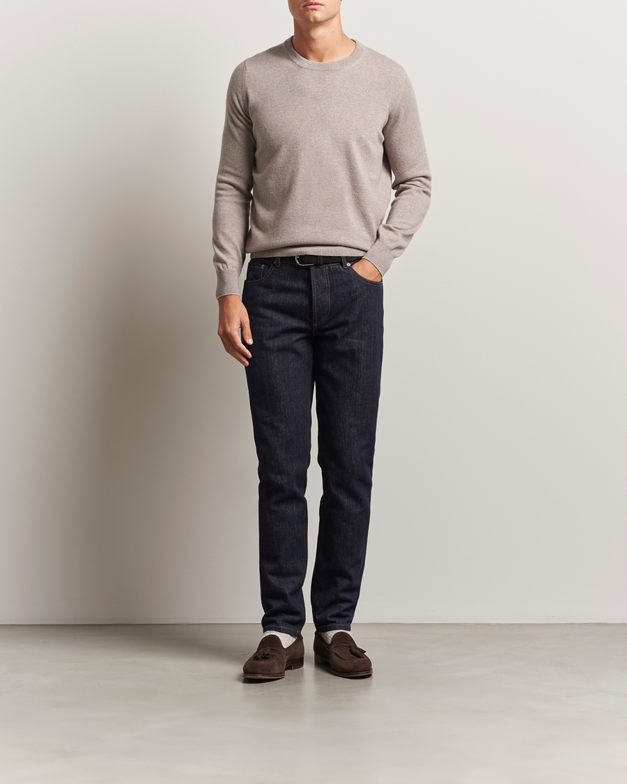 Herre | Trøjer | Brunello Cucinelli | 2 Ply Cashmere Pullover Beige