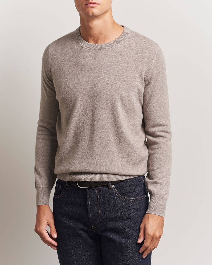 Herre | Trøjer | Brunello Cucinelli | 2 Ply Cashmere Pullover Beige