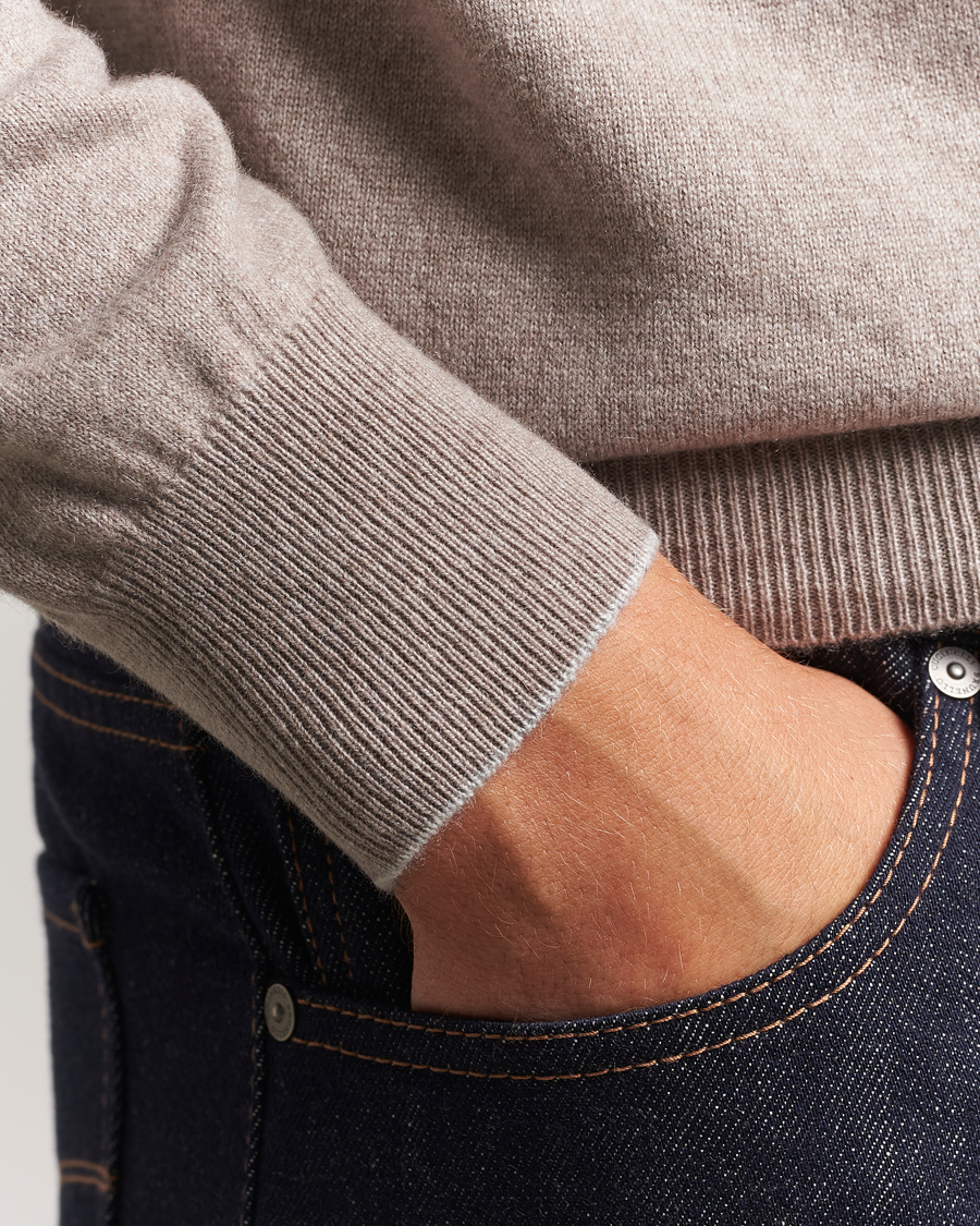 Herre | Trøjer | Brunello Cucinelli | 2 Ply Cashmere Pullover Beige