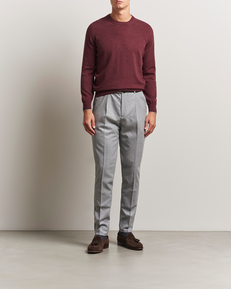 Herre | Trøjer | Brunello Cucinelli | 2 Ply Cashmere Pullover Amaranto