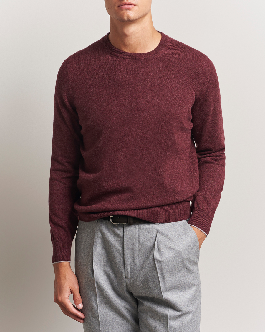 Herre | Trøjer | Brunello Cucinelli | 2 Ply Cashmere Pullover Amaranto