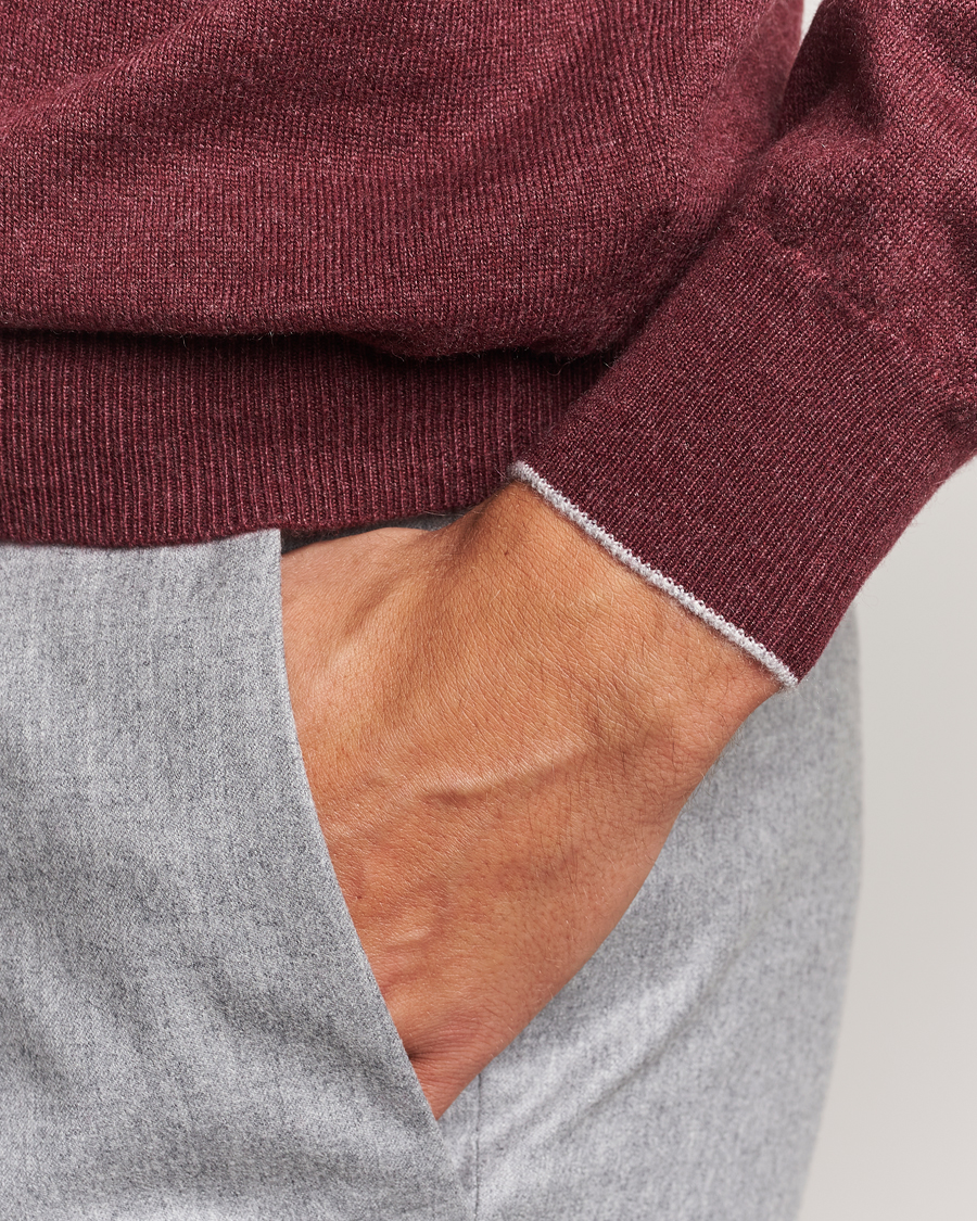 Herre | Trøjer | Brunello Cucinelli | 2 Ply Cashmere Pullover Amaranto