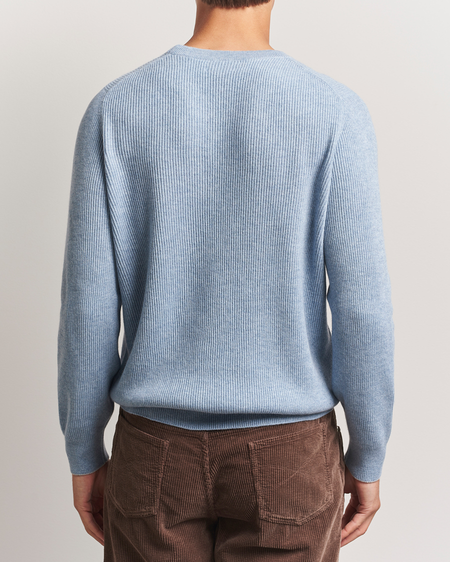 Herre | Trøjer | Brunello Cucinelli | Cashmere Rib Crew Neck Sweater Light Blue