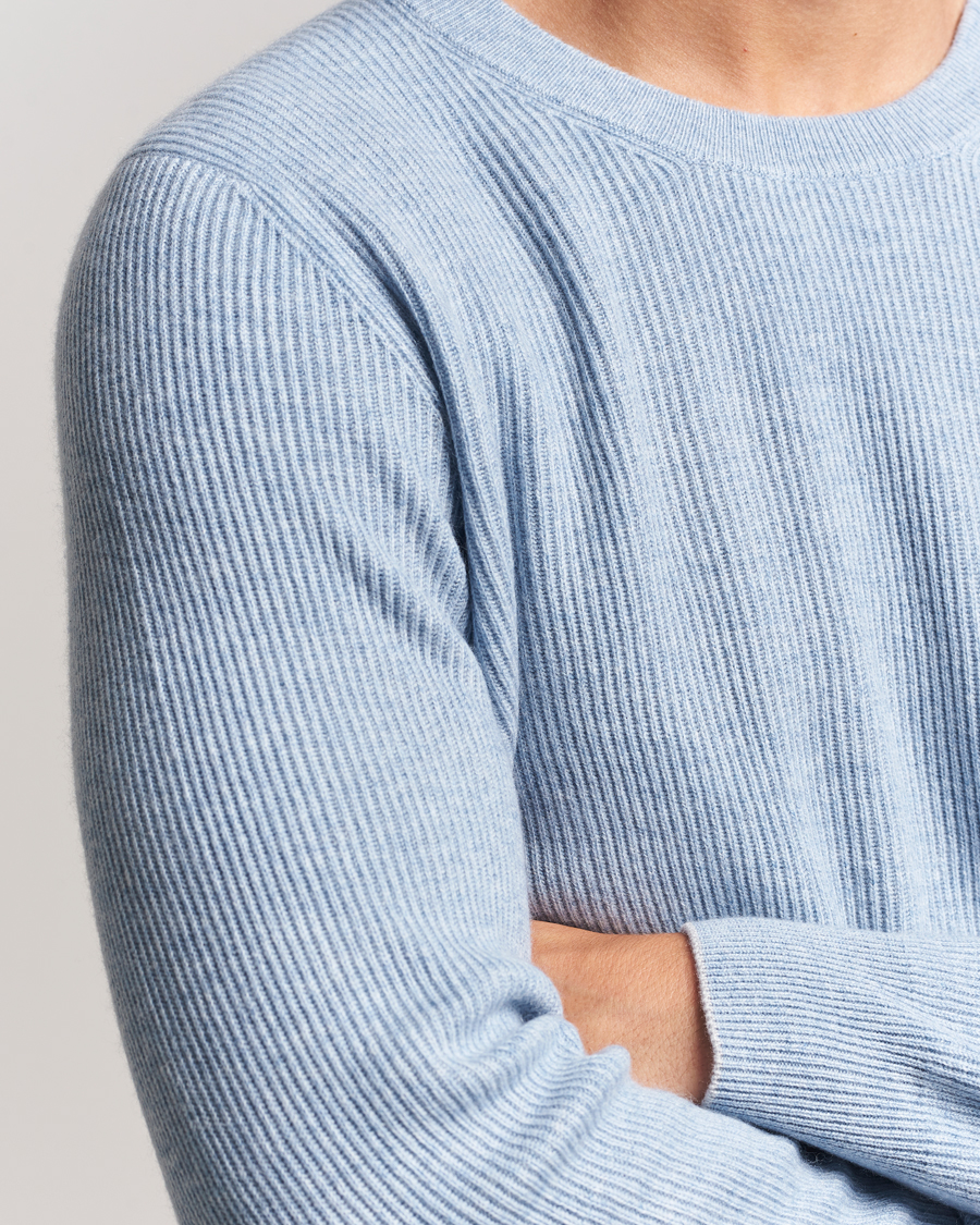 Herre | Trøjer | Brunello Cucinelli | Cashmere Rib Crew Neck Sweater Light Blue