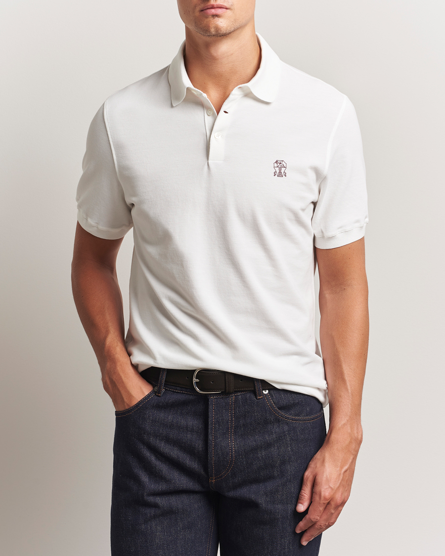 Herre | Polotrøjer | Brunello Cucinelli | Short Sleeve Logo Polo Off White