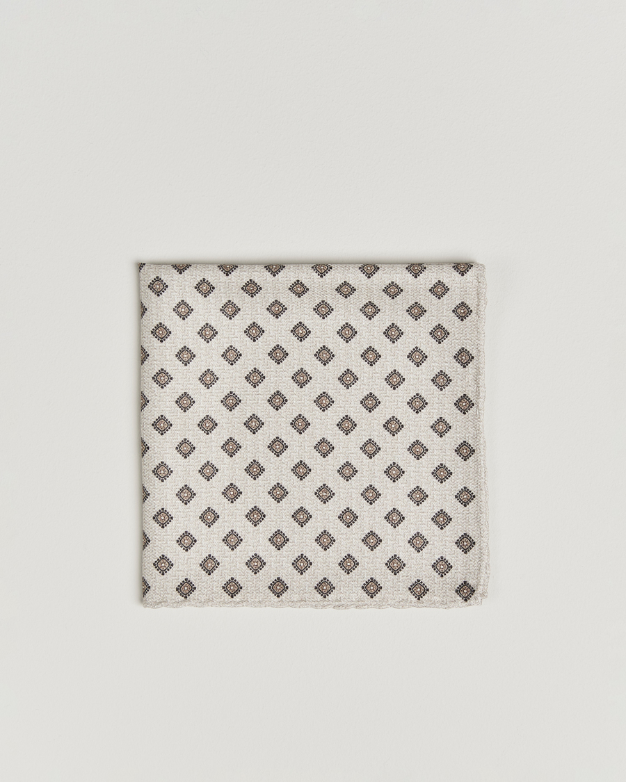 Herre | Lommeklude | Brunello Cucinelli | Printed Silk Pocket Square Ivory