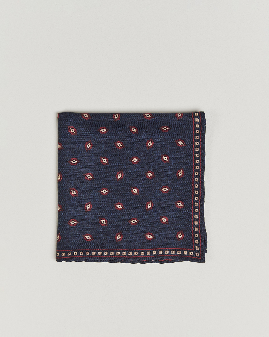 Herre | Lommeklude | Brunello Cucinelli | Printed Silk Pocket Square Navy