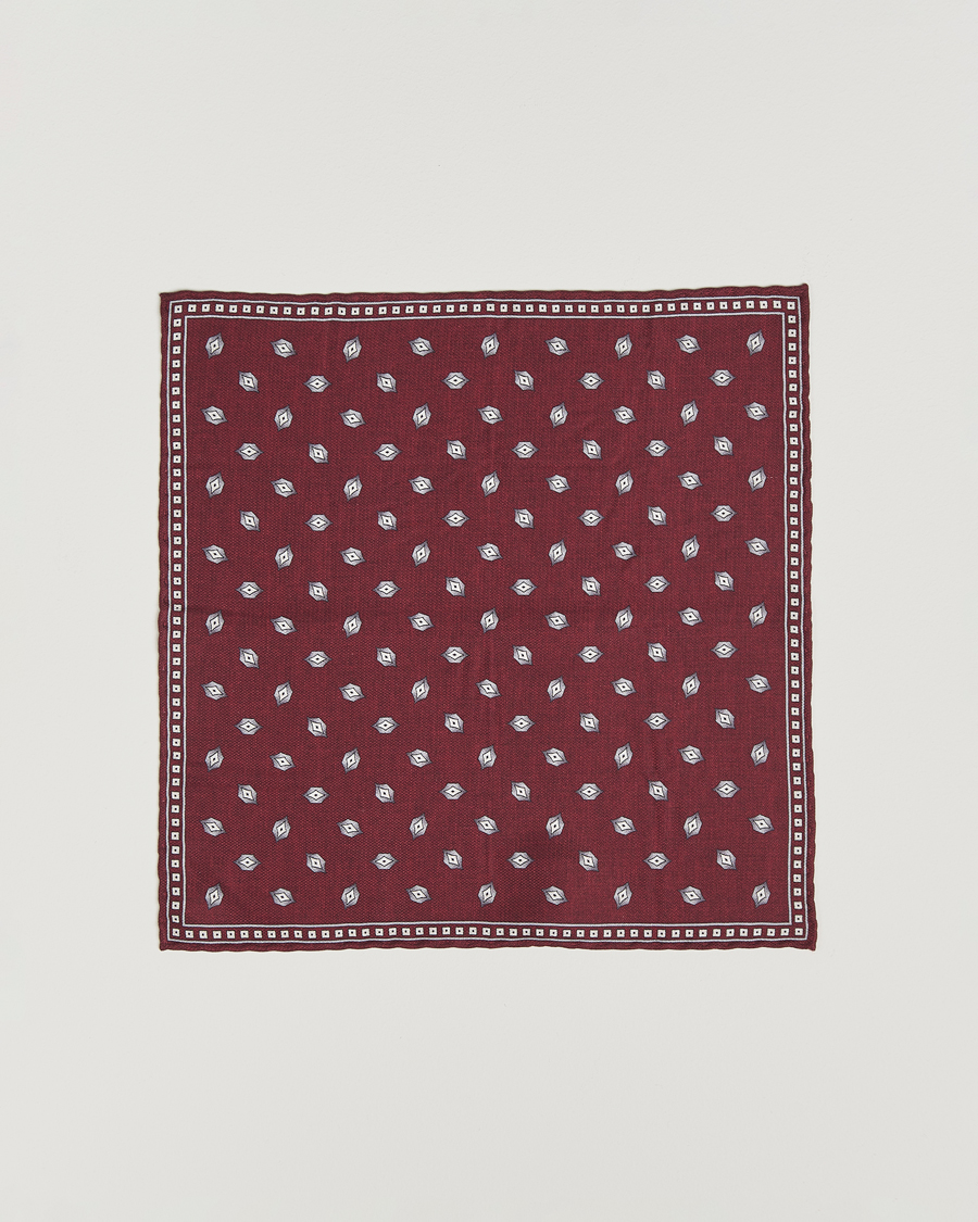 Herre | Lommeklude | Brunello Cucinelli | Printed Silk Pocket Square Burgundy