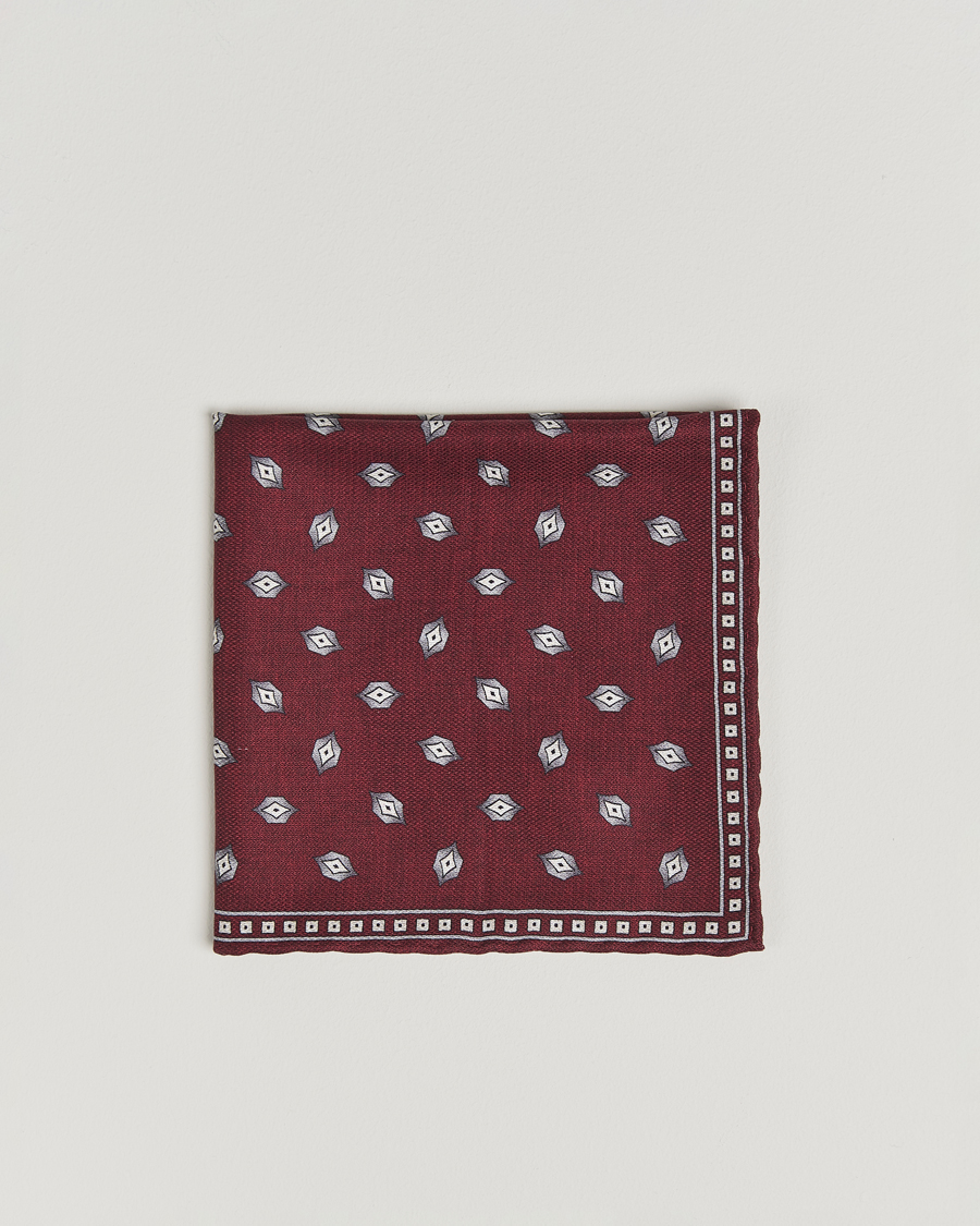 Herre | Lommeklude | Brunello Cucinelli | Printed Silk Pocket Square Burgundy