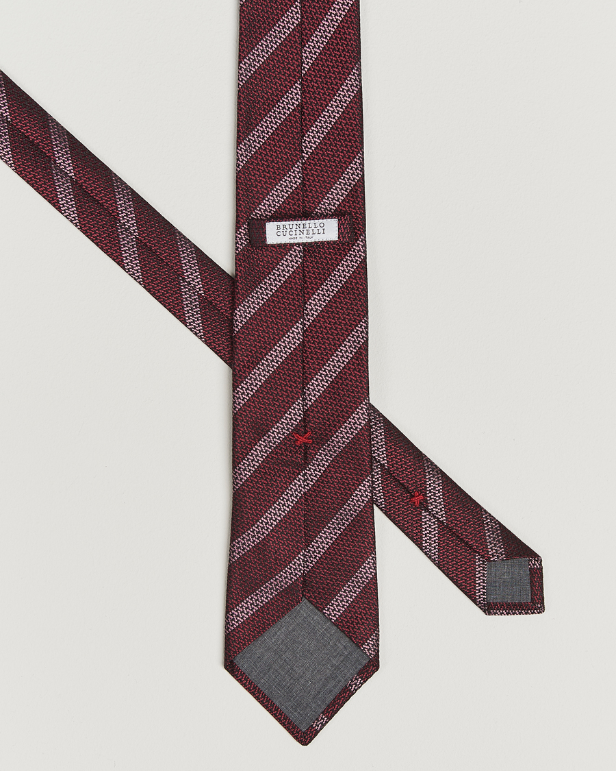 Herre | Slips | Brunello Cucinelli | Regimental Stripe Silk Tie Amaranto