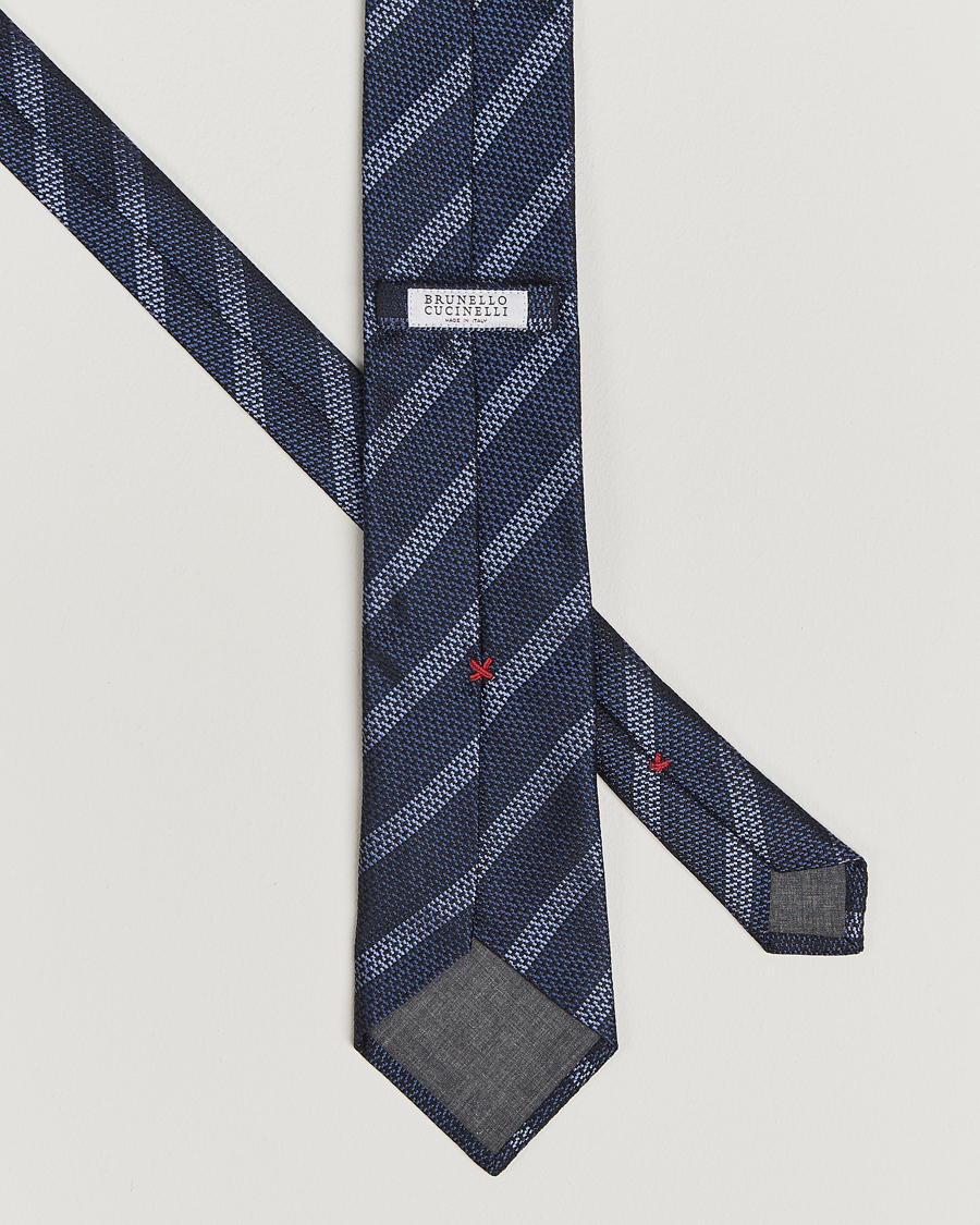Herre | Slips | Brunello Cucinelli | Regimental Stripe Silk Tie Navy