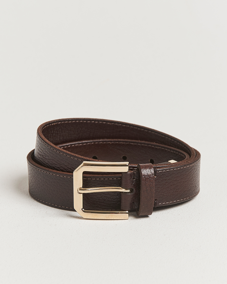 Herre | Brunello Cucinelli Grain Leather Belt Dark Brown | Brunello Cucinelli | Grain Leather Belt Dark Brown