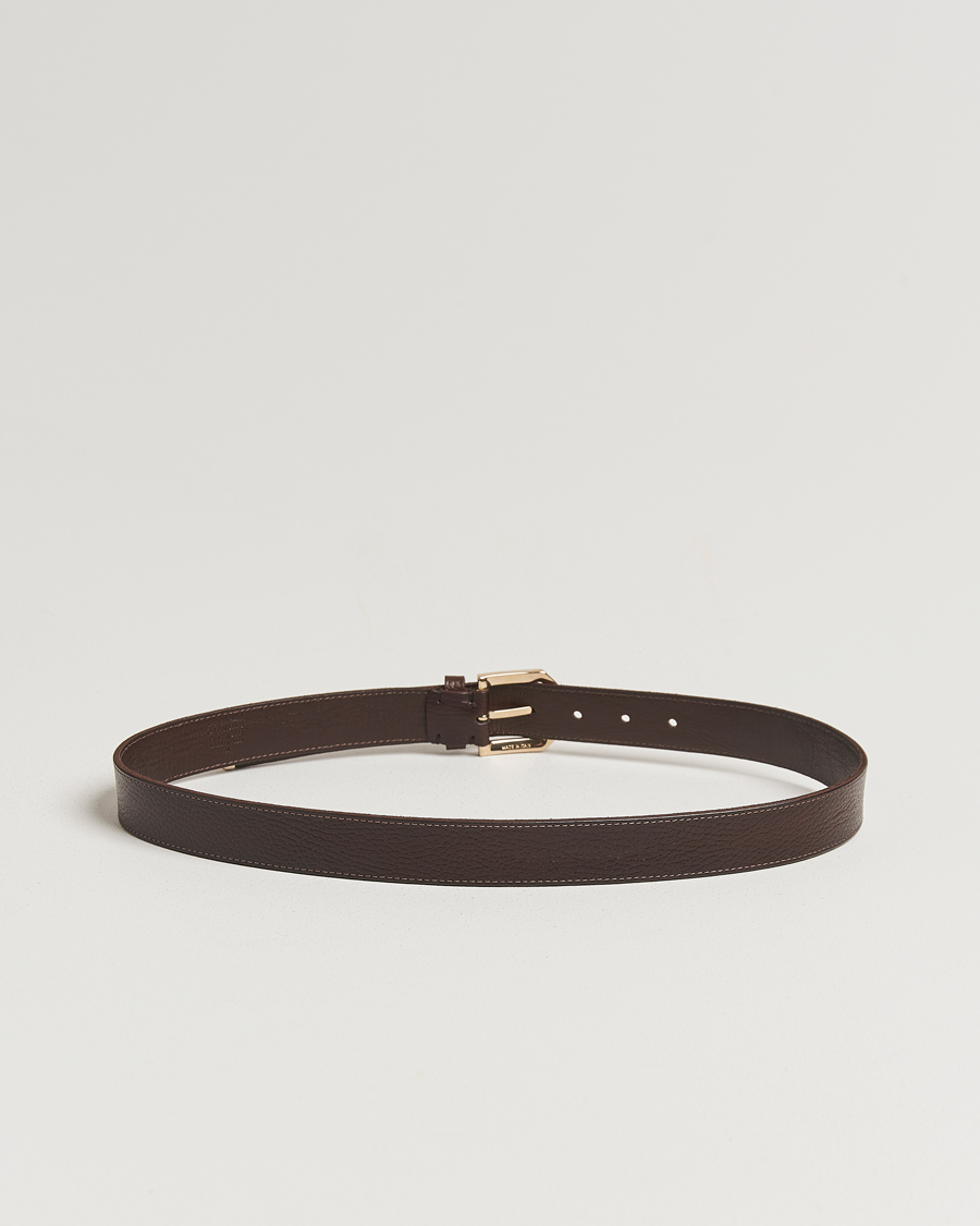 Herre | Brunello Cucinelli Grain Leather Belt Dark Brown | Brunello Cucinelli | Grain Leather Belt Dark Brown