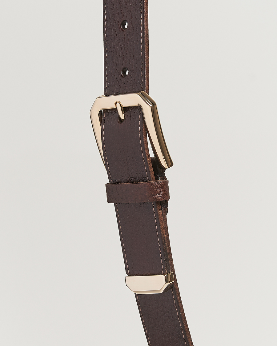 Herre | Brunello Cucinelli Grain Leather Belt Dark Brown | Brunello Cucinelli | Grain Leather Belt Dark Brown