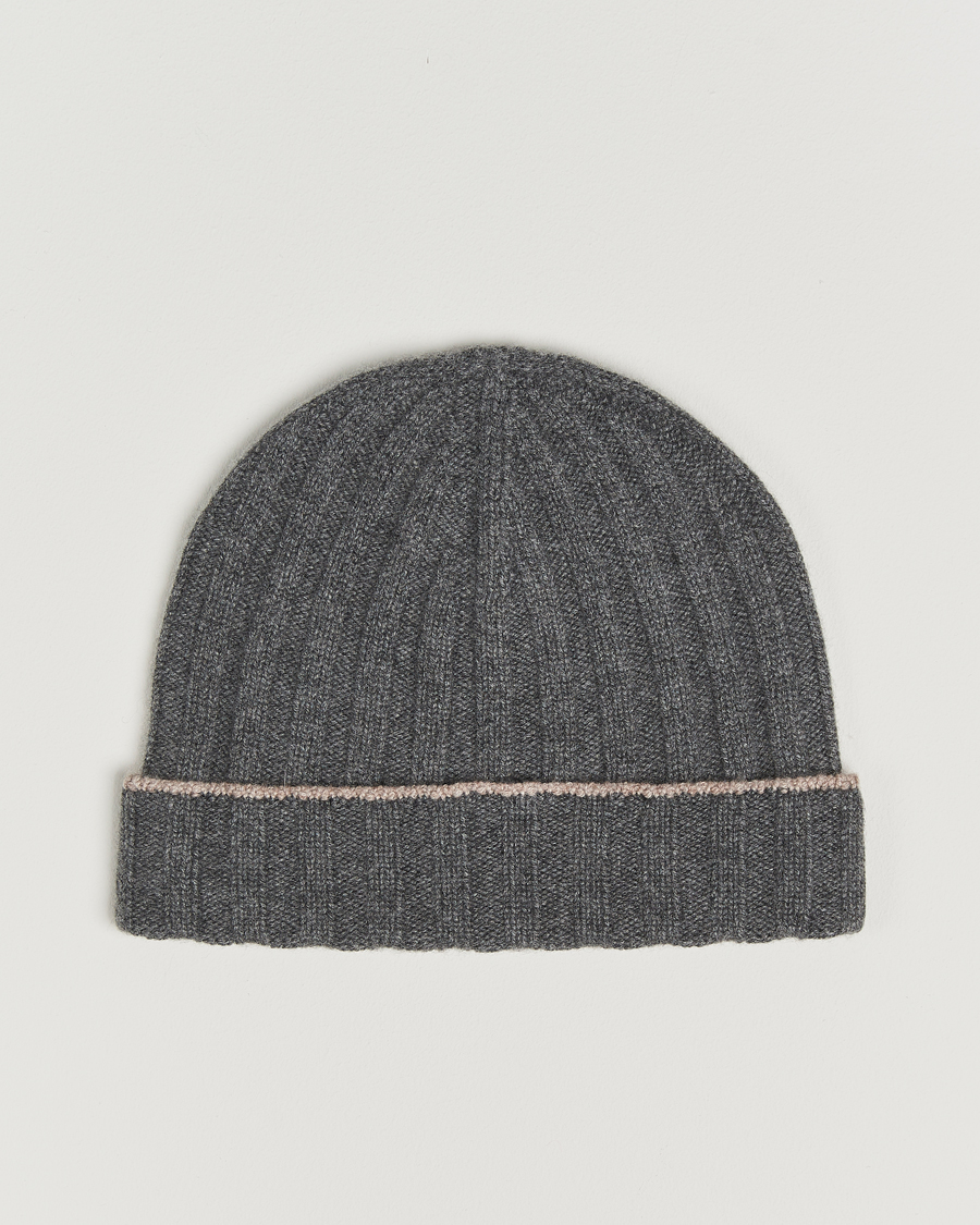 Herre | Huer | Brunello Cucinelli | Cashmere Contrast Beanie Grey Melange