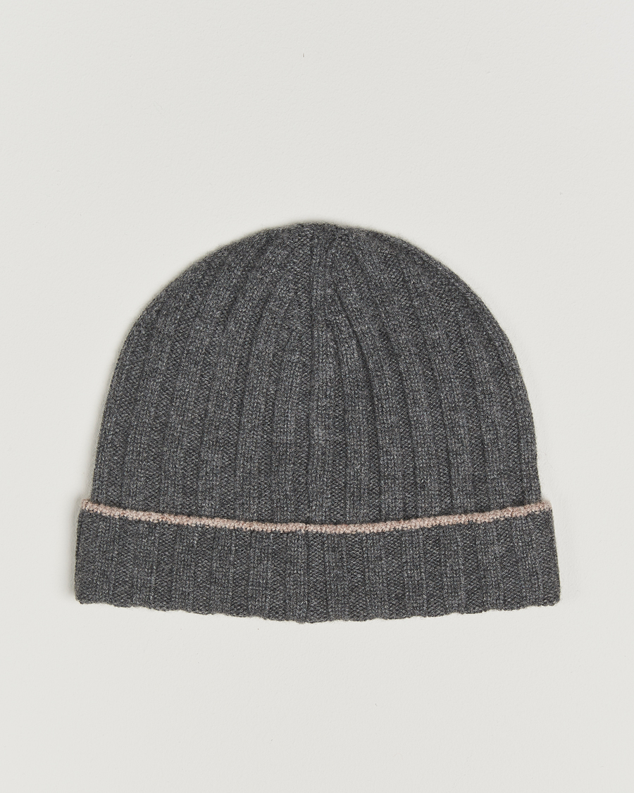 Herre | Brunello Cucinelli Cashmere Contrast Beanie Grey Melange | Brunello Cucinelli | Cashmere Contrast Beanie Grey Melange