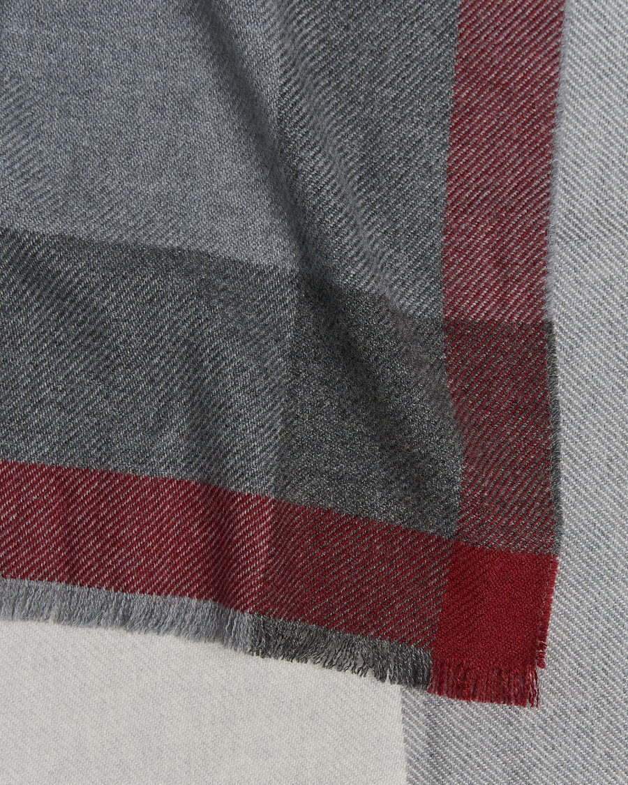Herre | Halstørklæder | Brunello Cucinelli | Wool/Cashmere Scarf Grey/Burgundy