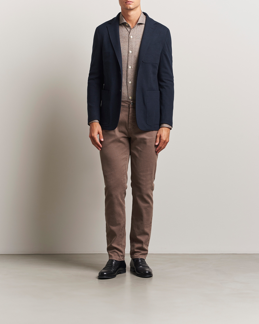Herre | Blazere & jakker | Canali | Wool Houndstooth Jersey Blazer Navy
