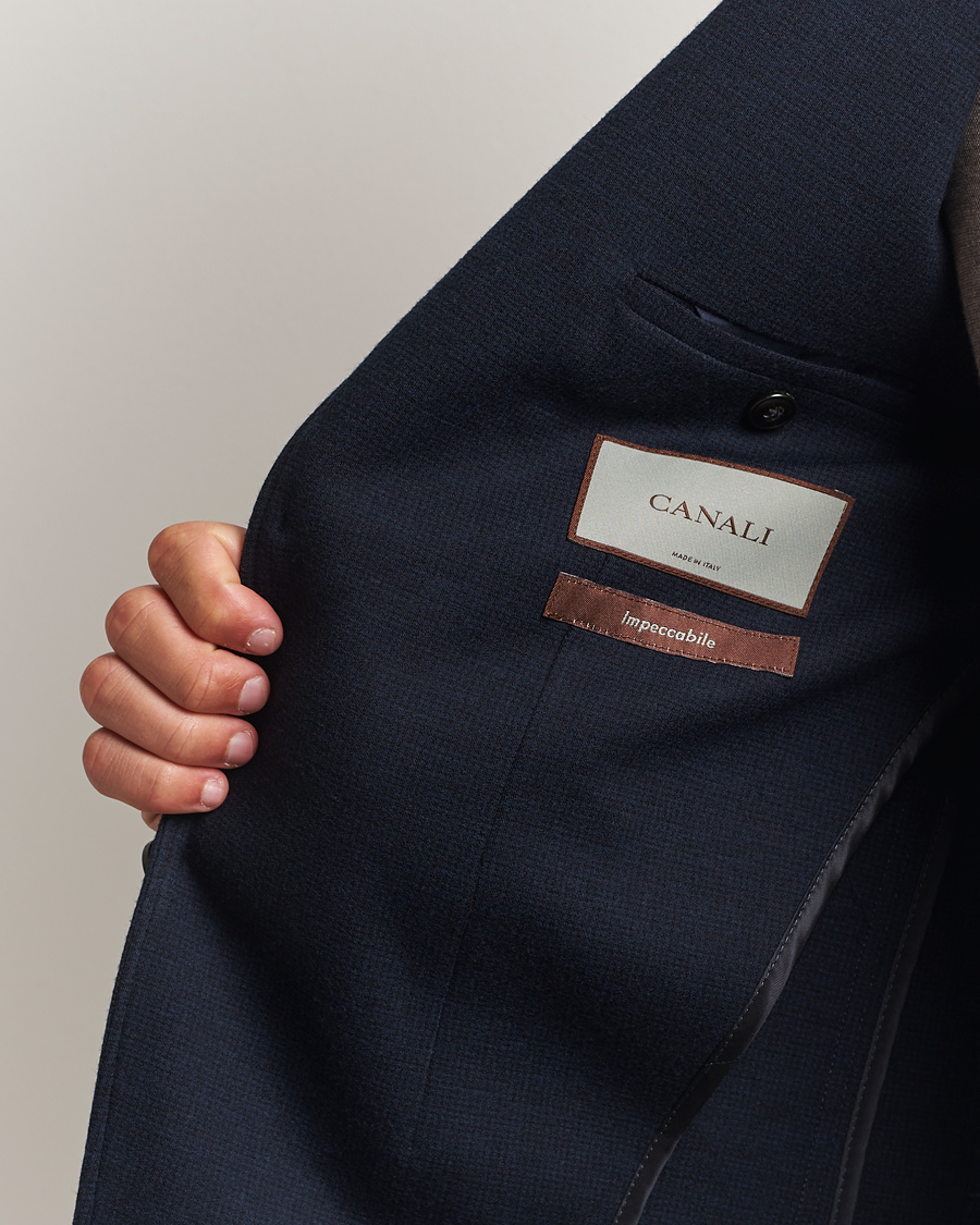Herre | Blazere & jakker | Canali | Wool Houndstooth Jersey Blazer Navy