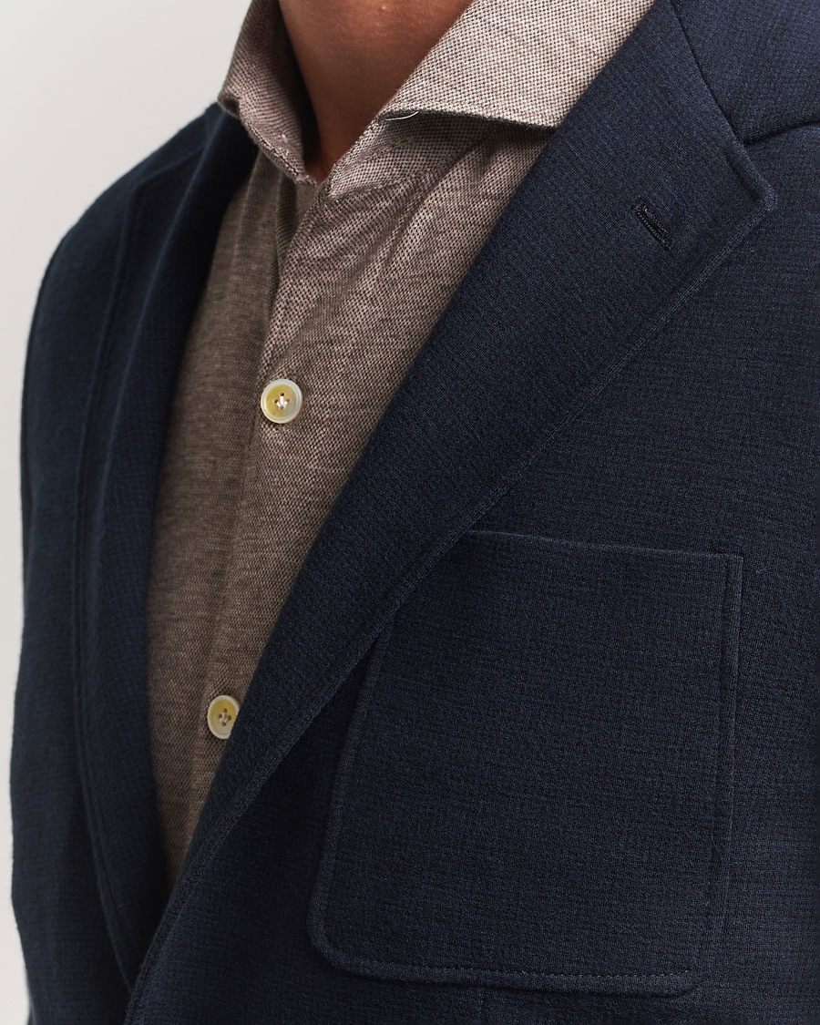 Herre | Blazere & jakker | Canali | Wool Houndstooth Jersey Blazer Navy