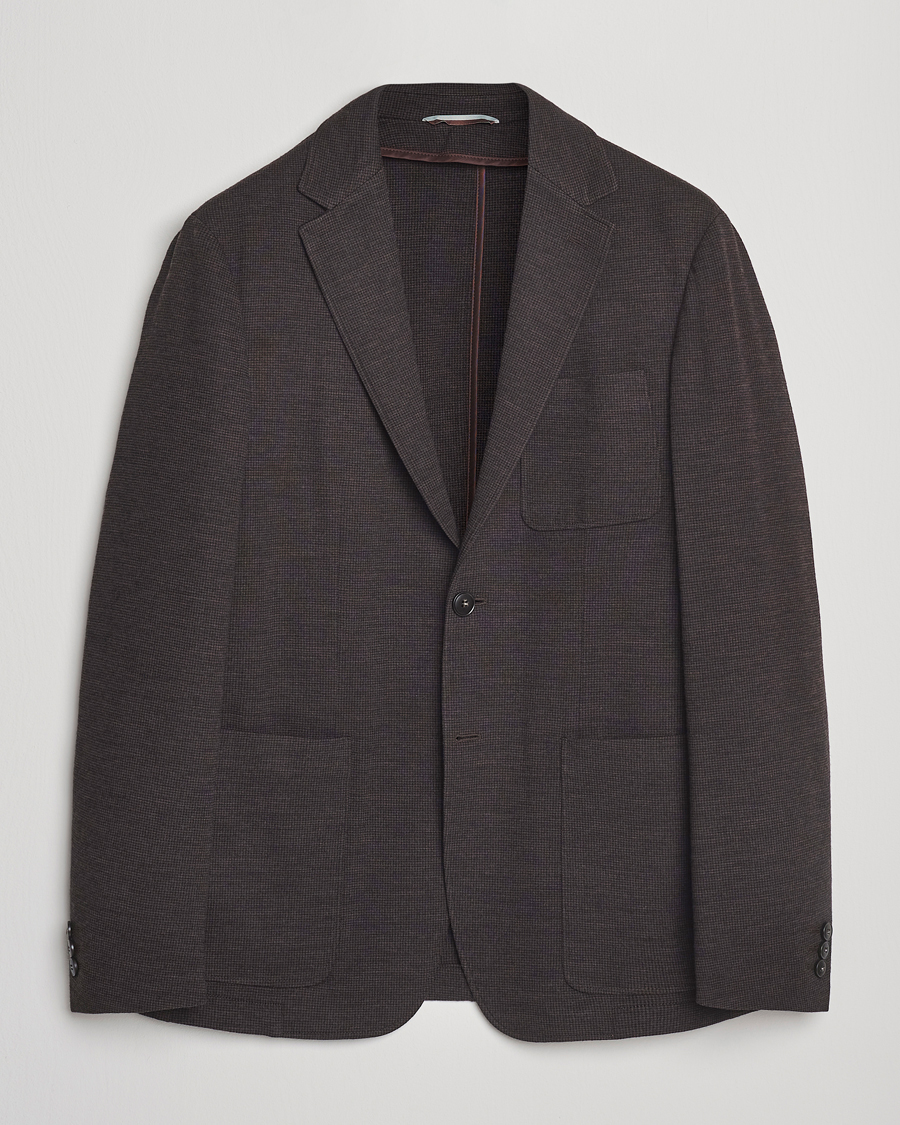 Herre | Blazere & jakker | Canali | Wool Houndstooth Jersey Blazer Dark Brown