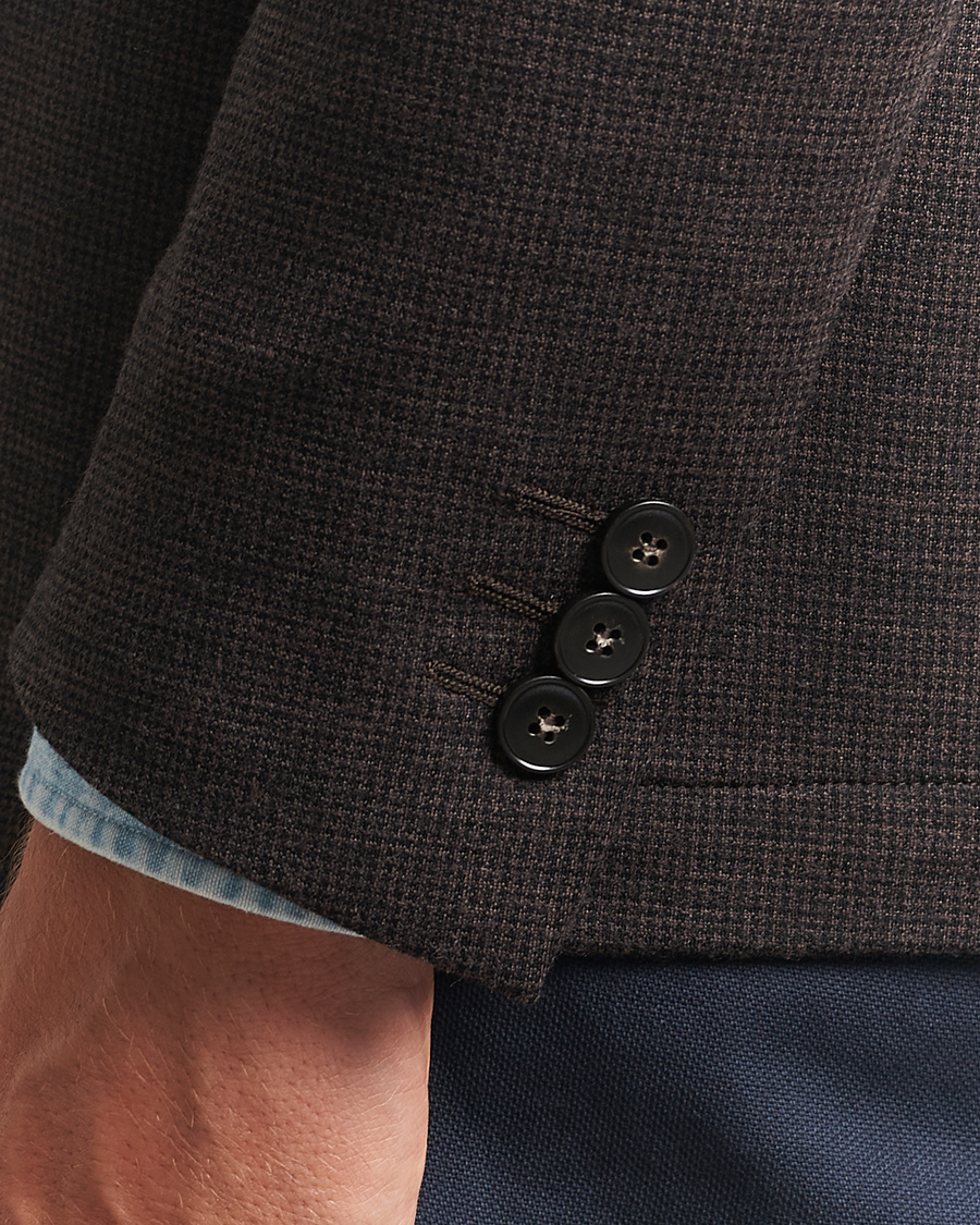 Herre | Blazere & jakker | Canali | Wool Houndstooth Jersey Blazer Dark Brown