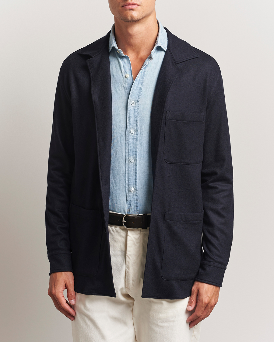 Herre | Jakker | Canali | Wool Shirt Jacket Navy