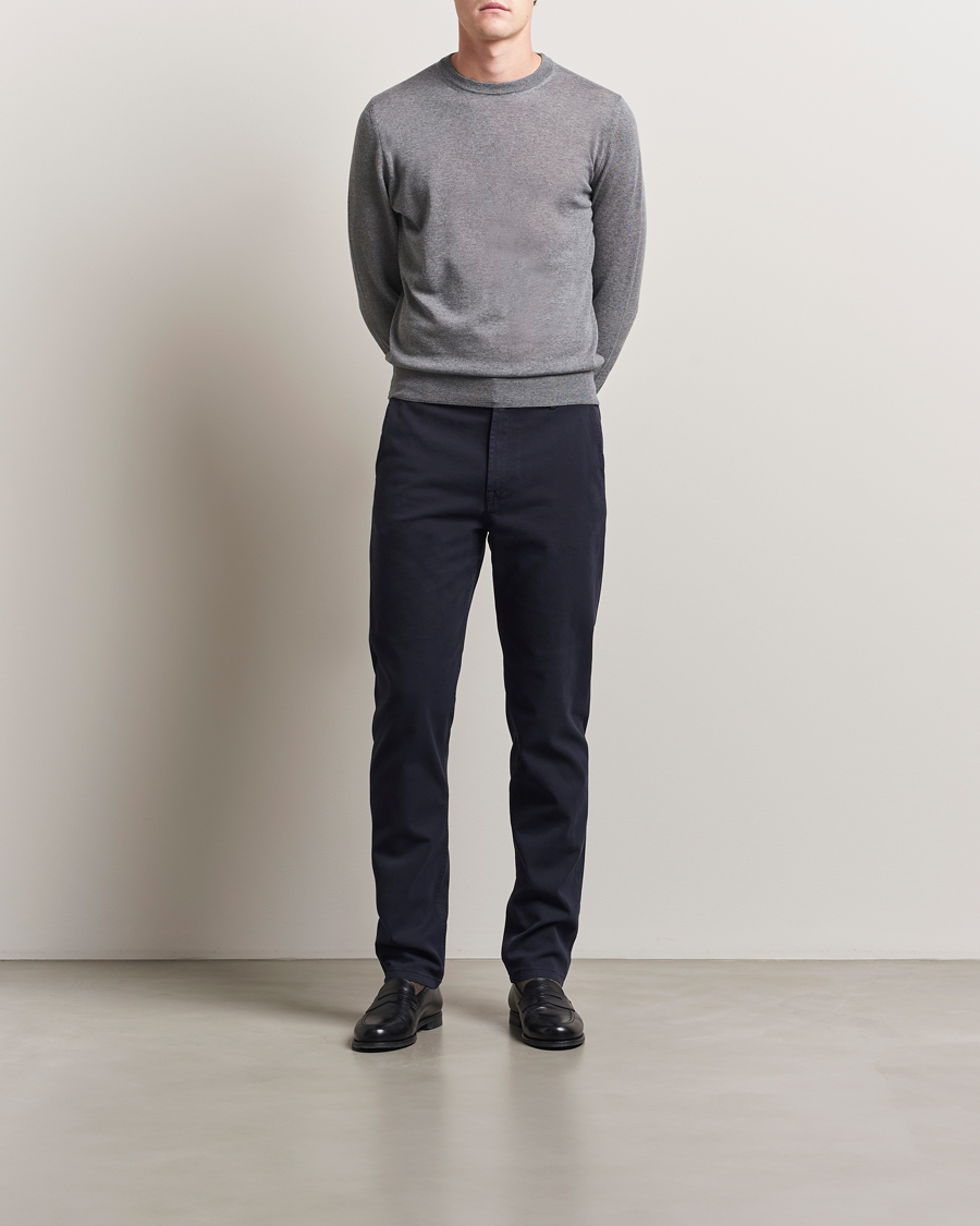 Herre | Trøjer | Canali | Merino Wool Crew Neck Light Grey