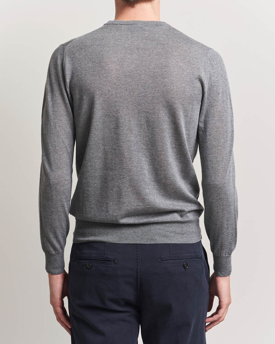 Herre | Trøjer | Canali | Merino Wool Crew Neck Light Grey