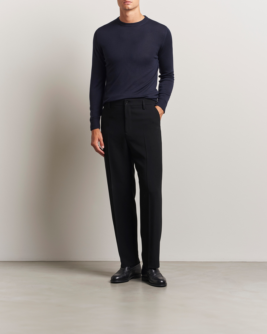 Herre | Trøjer | Canali | Merino Wool Crew Neck Navy