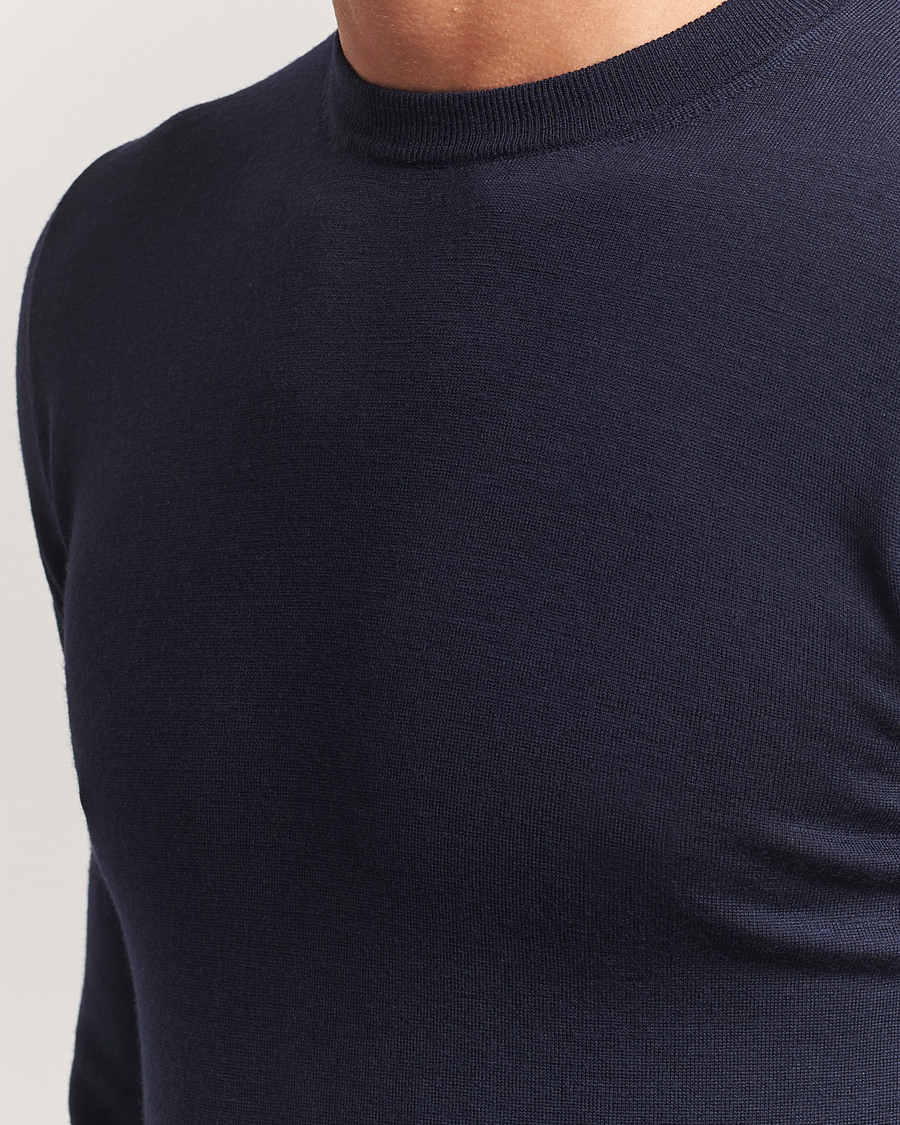 Herre | Trøjer | Canali | Merino Wool Crew Neck Navy