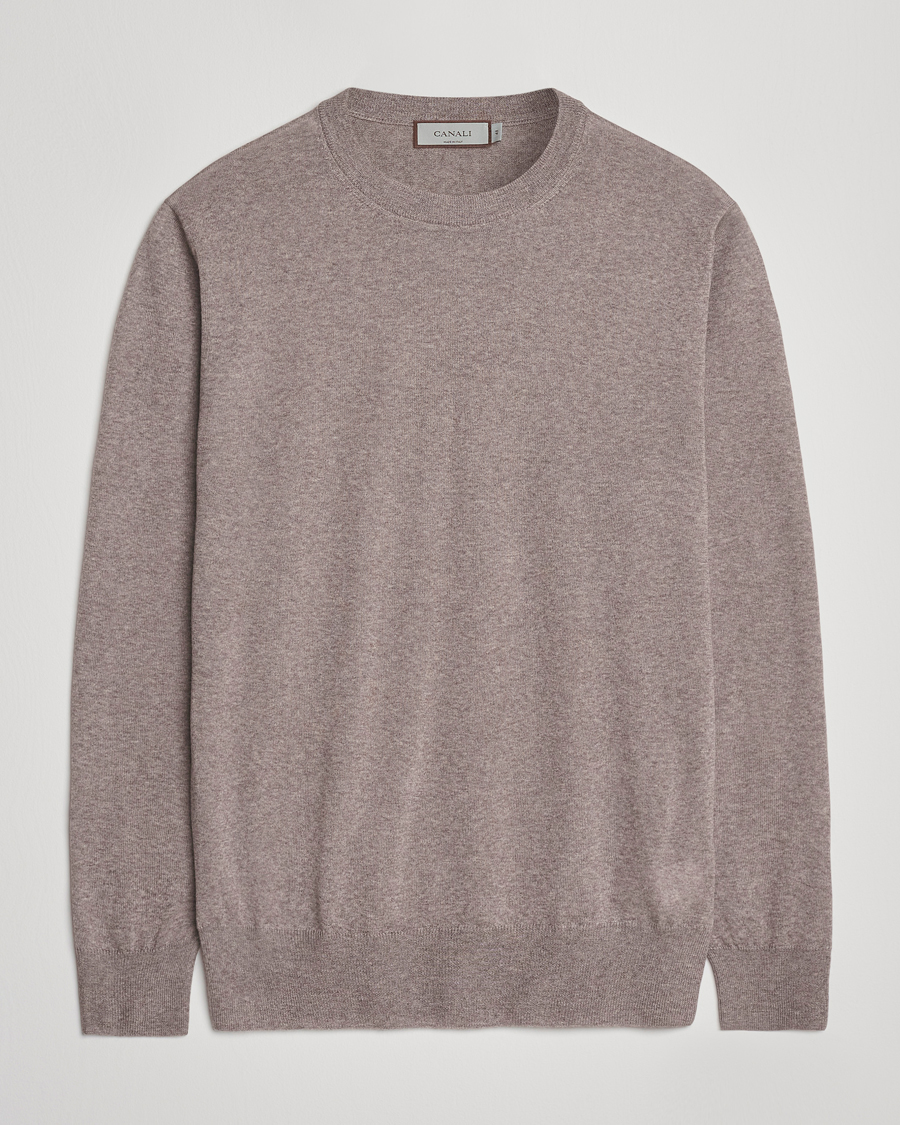 Herre | Trøjer | Canali | Merino Wool Crew Neck Beige