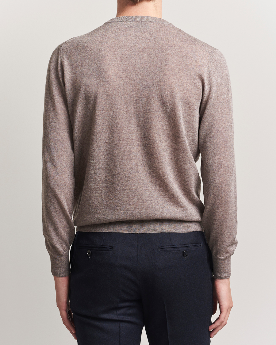 Herre | Trøjer | Canali | Merino Wool Crew Neck Beige