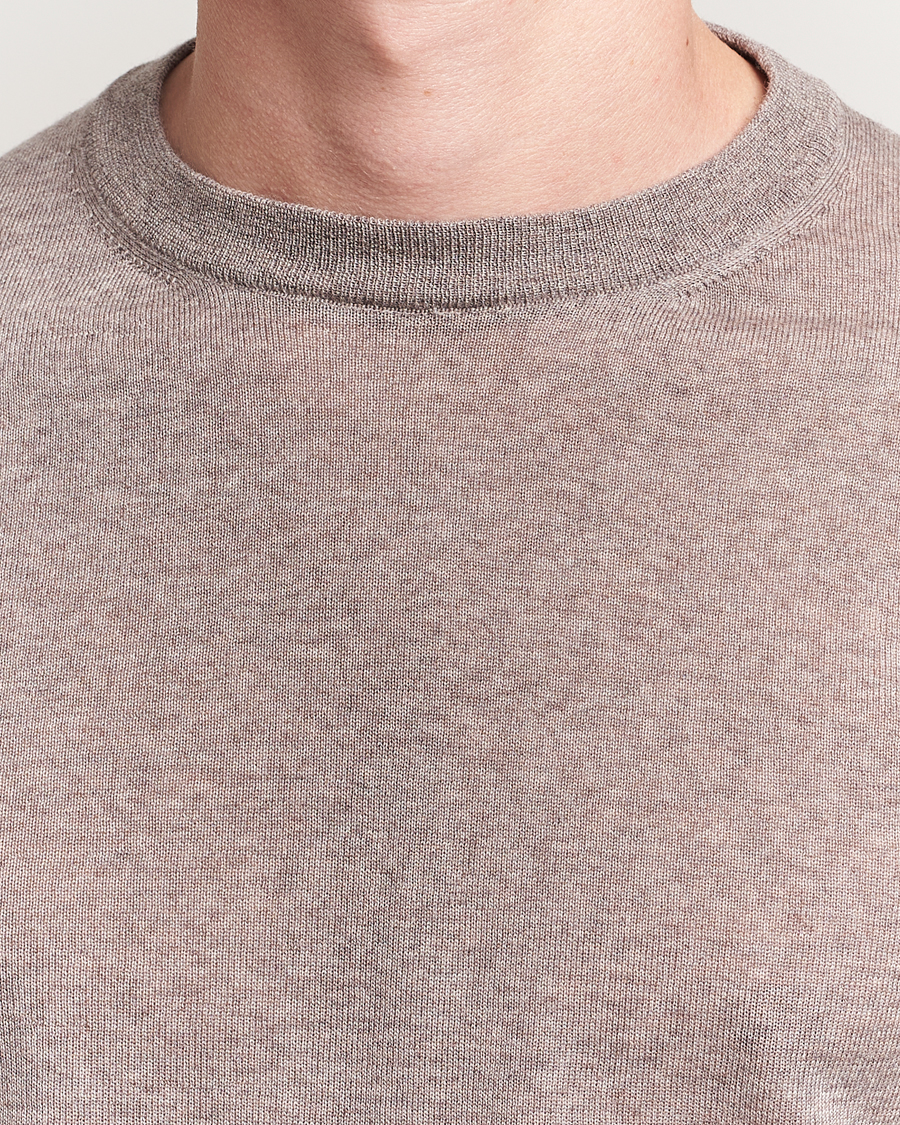 Herre | Trøjer | Canali | Merino Wool Crew Neck Beige