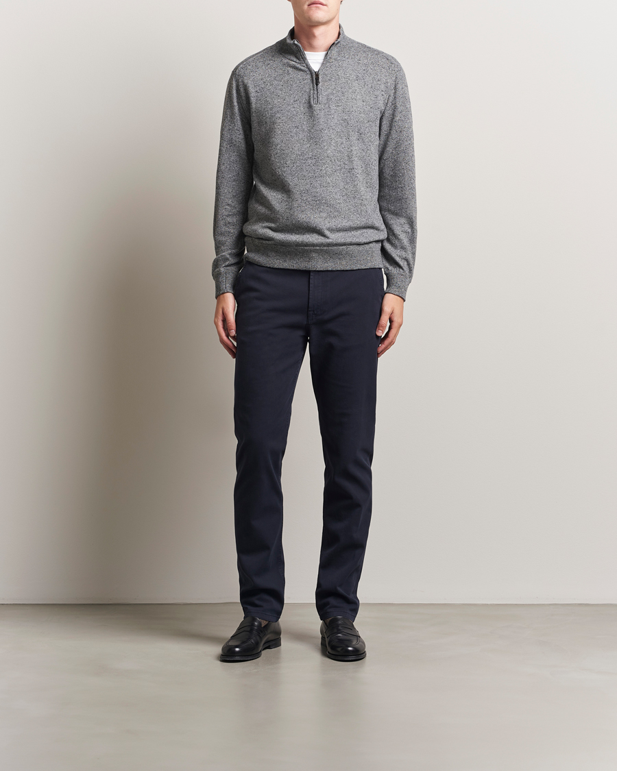 Herre | Trøjer | Canali | Donegal Half Zip Sweater Grey Melange