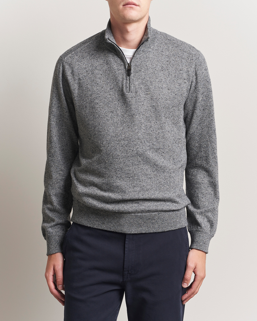 Herre | Trøjer | Canali | Donegal Half Zip Sweater Grey Melange