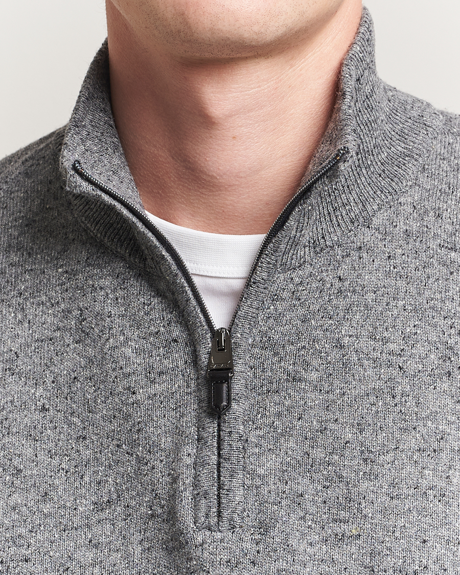 Herre | Trøjer | Canali | Donegal Half Zip Sweater Grey Melange
