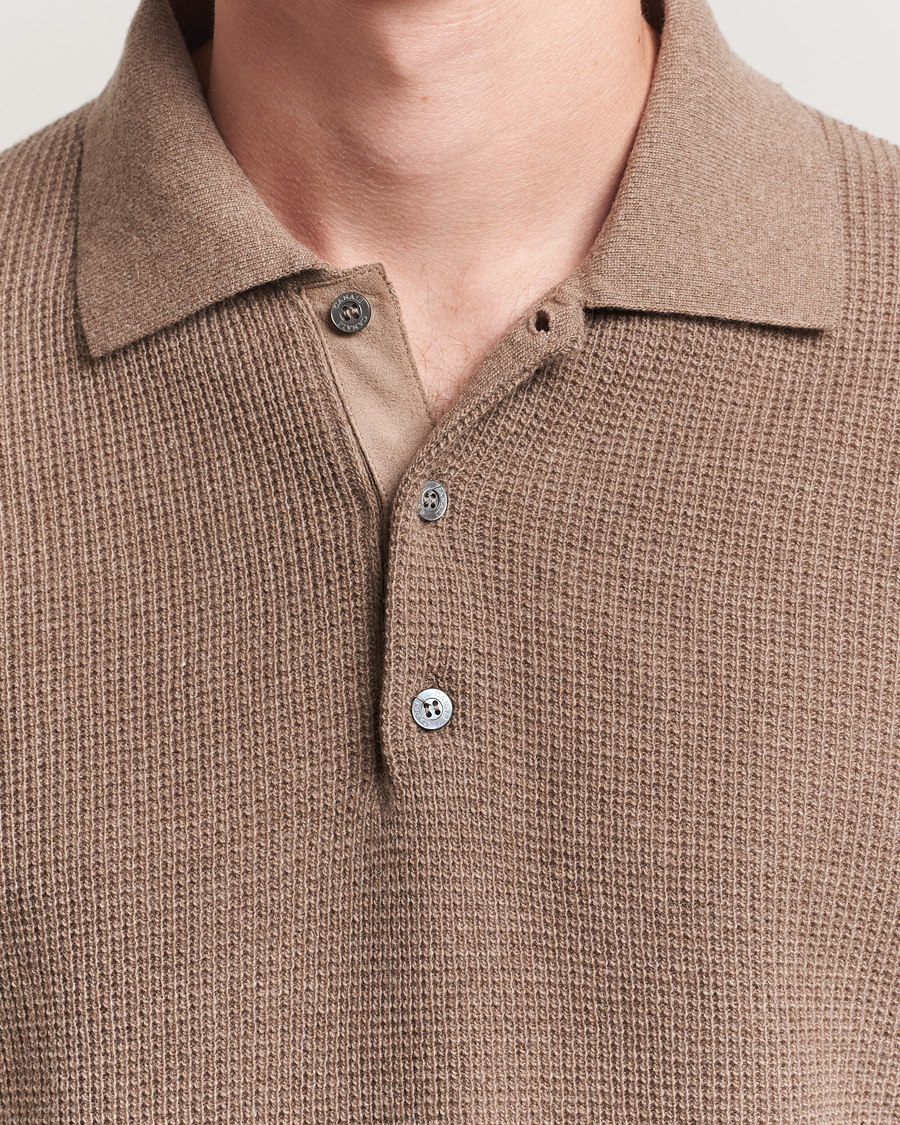 Herre | Trøjer | Canali | Wool/Cashmere Long Sleeve Polo Brown
